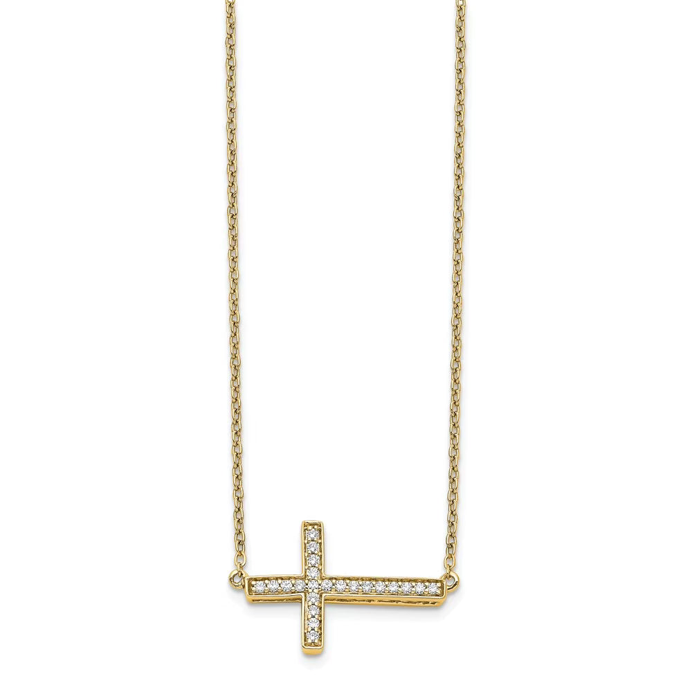 14kt Yellow Gold Diamond Cross Necklace X332