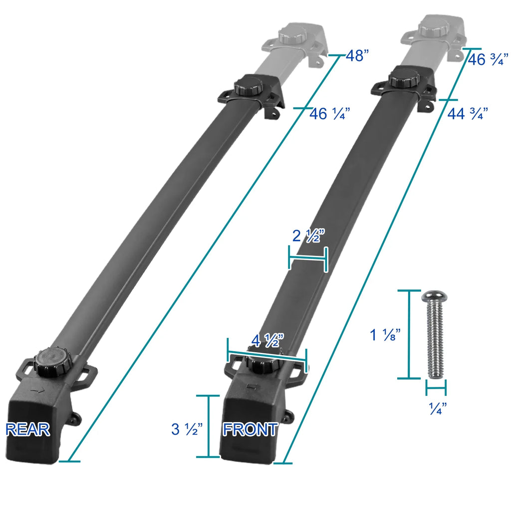 Black Aluminum Adjustable Cargo Rail Cross Bar Roof Rack D4381