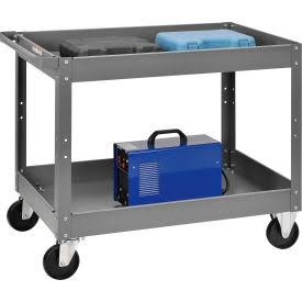 2 Shelf Deep Tray Steel Stock Cart 500 lb. Capacity U46967