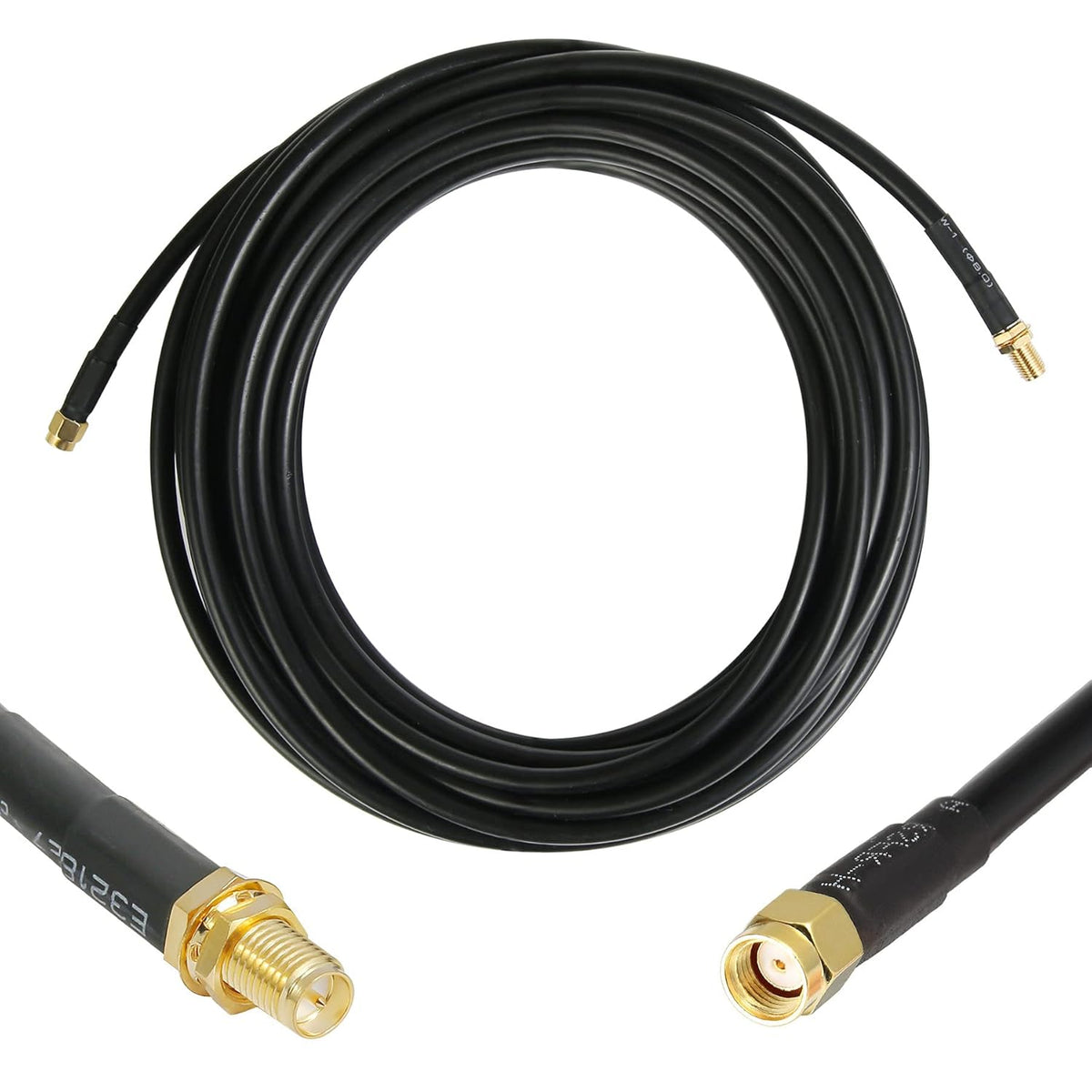 36 ft RP-SMA Male to RP-SMA Female Extension Cable 50 Ohm Pure Copper Low-Loss Coax Jumper G881580