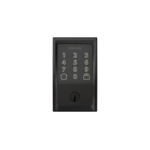Matte Black Smart WiFi Door Lock with Alarm and Lever Handleset M415820