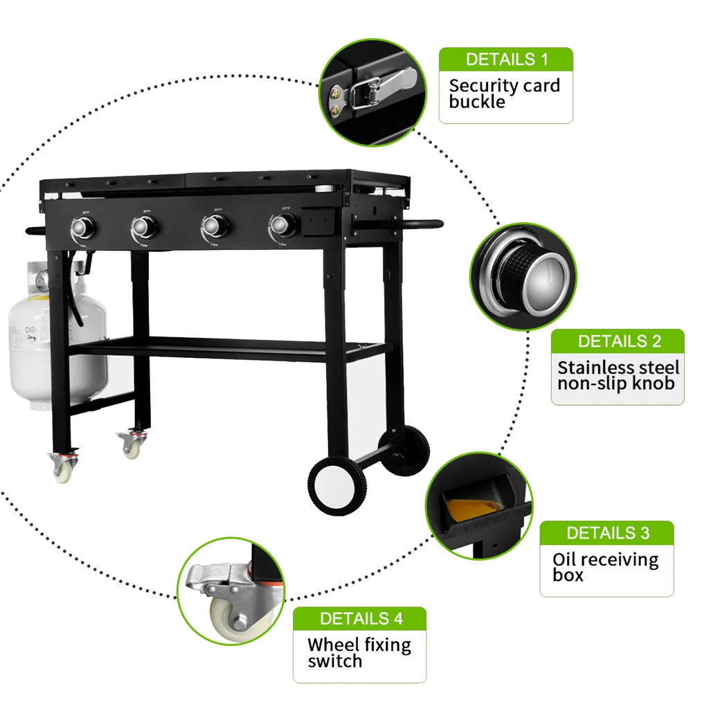 4 Burner Foldable Outdoor Propane Gas Grill S63956