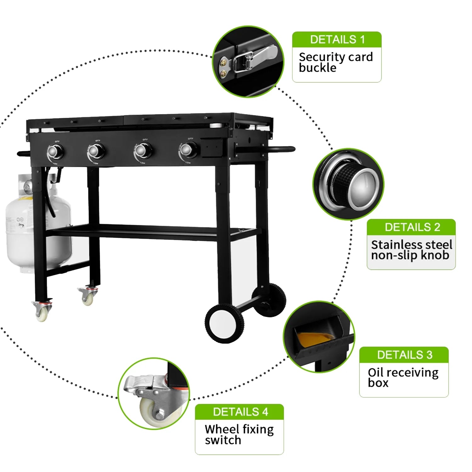 4 Burner Foldable Outdoor Propane Gas Grill S63956