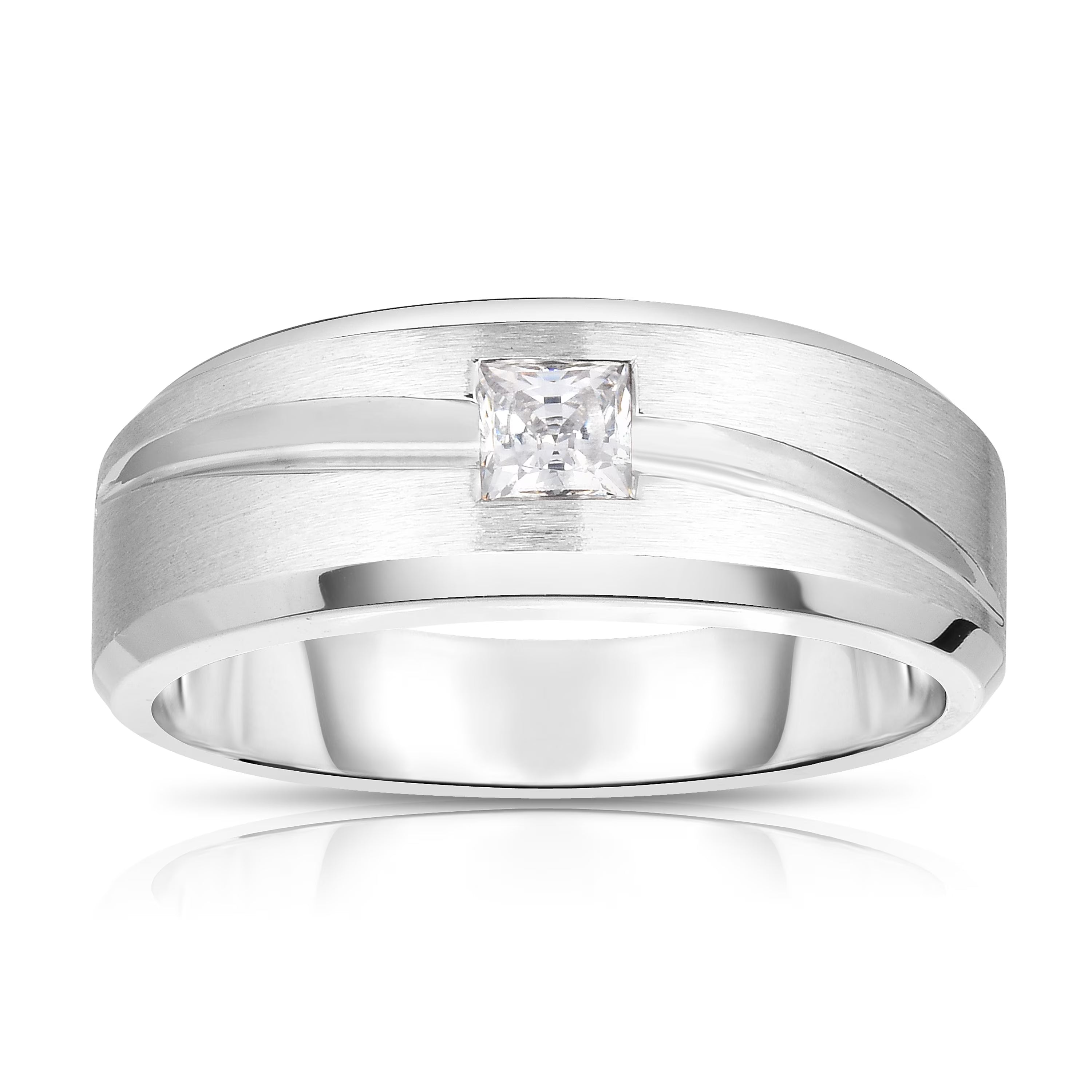 Solitaire Diamond Ring 1/3 ct Square-cut 10K White Gold H505