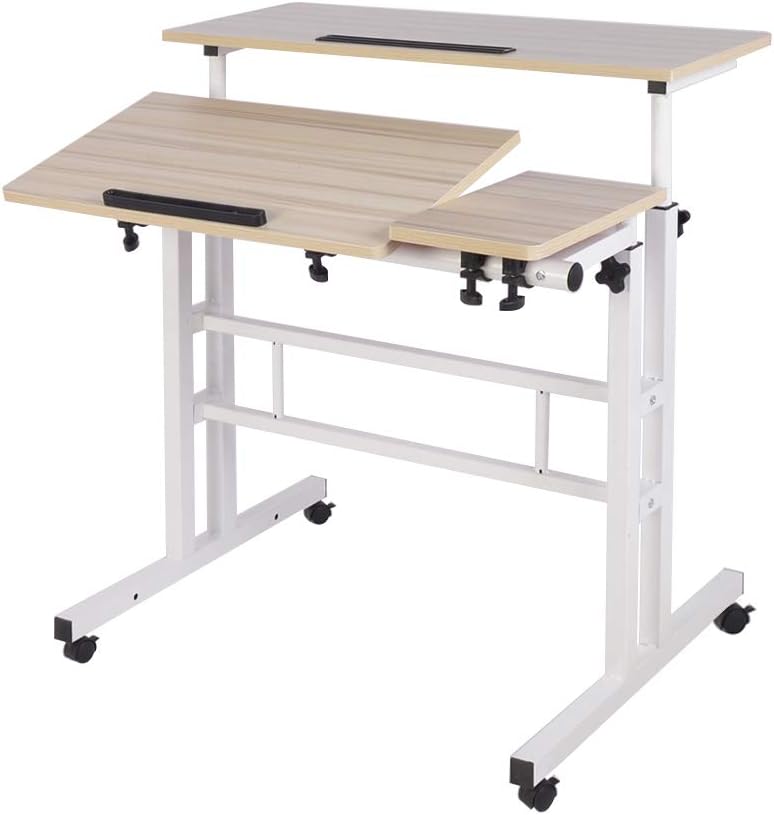 Black Mobile Sit-Stand Desk Cart B9902