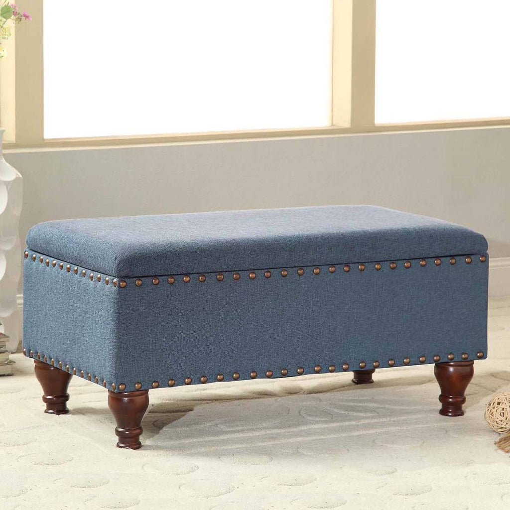 Blue Nailhead Storage Bench N272292