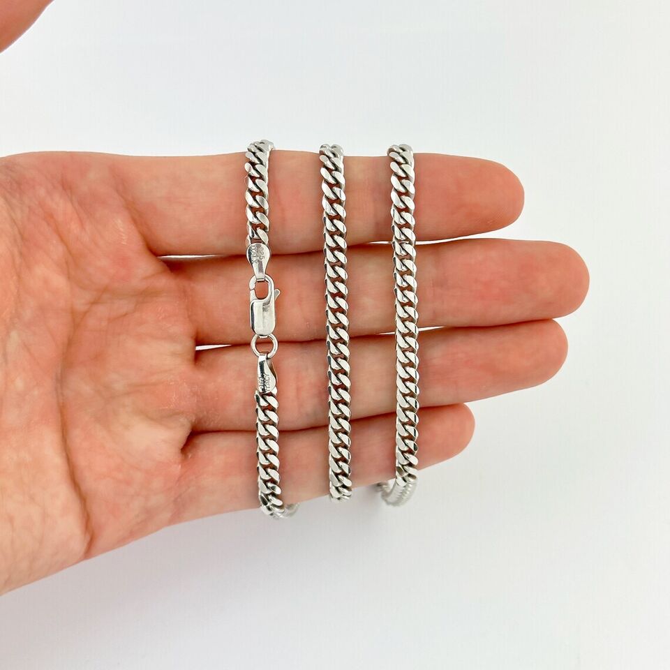 925 Sterling Silver Miami Cuban Link Chain Necklace 4mm 18'' Through 30'' K94224