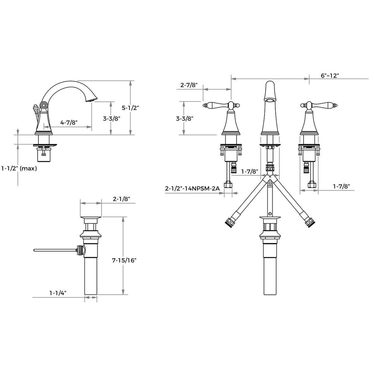 Oil Rubbed Bronze Widespread Bathroom Faucet M3893