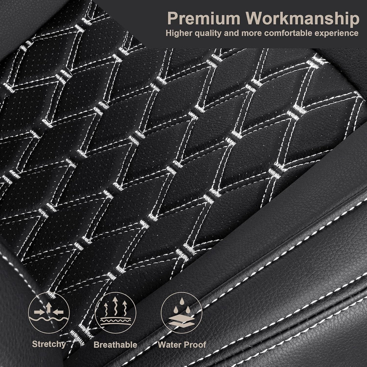 Pu Leather Car Seat Covers Full Set 5 Seatings Black C331959
