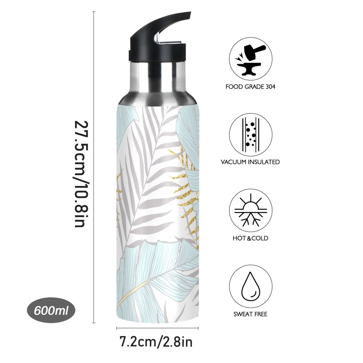 Stainless Steel Insulated Water Bottle with Straw Lid F89515