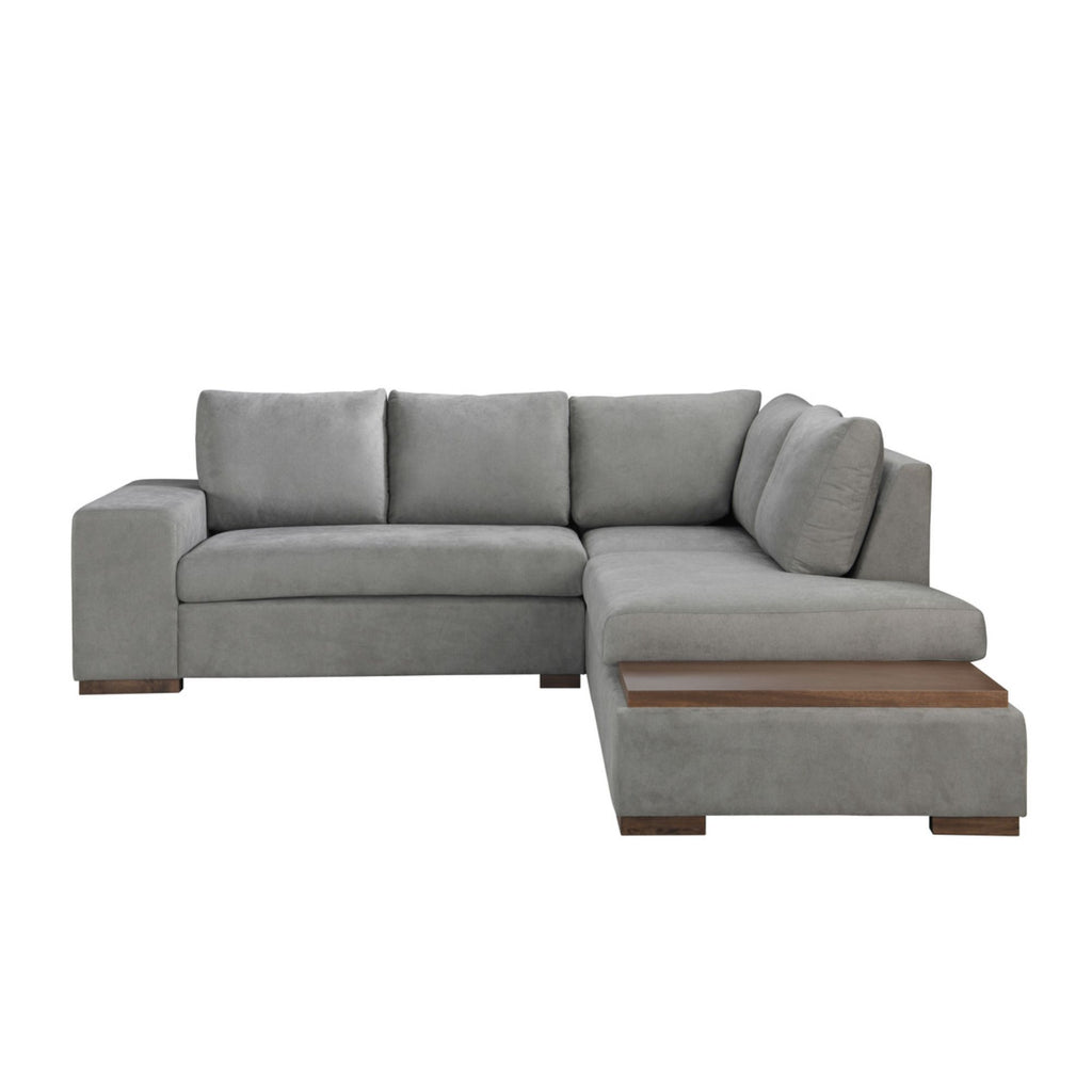 Bianca Gray Fabric Sectional Sofa with Console Table and Right Hand Facing Chaise B47448