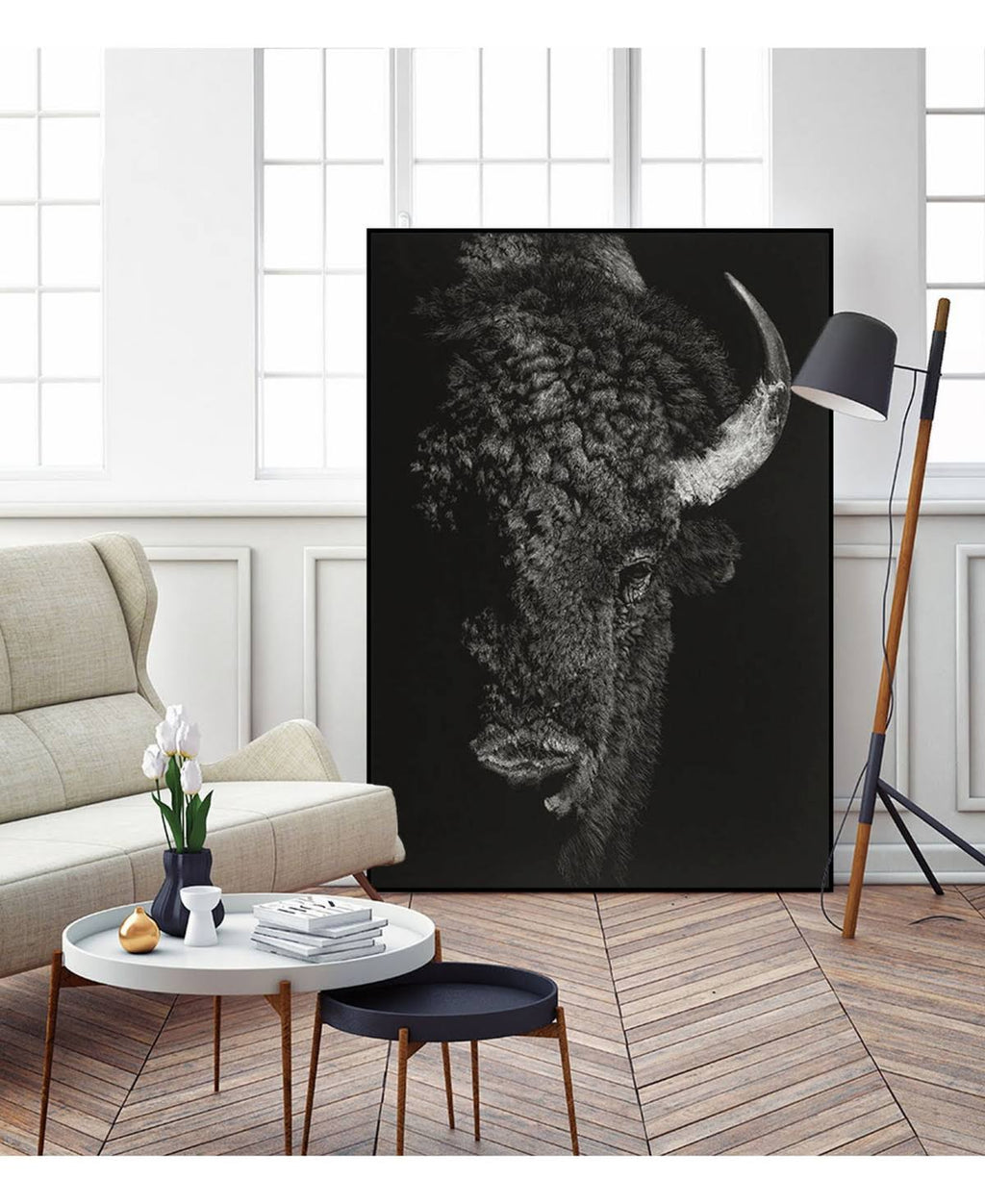 Tan Framed Canvas Art Block P600