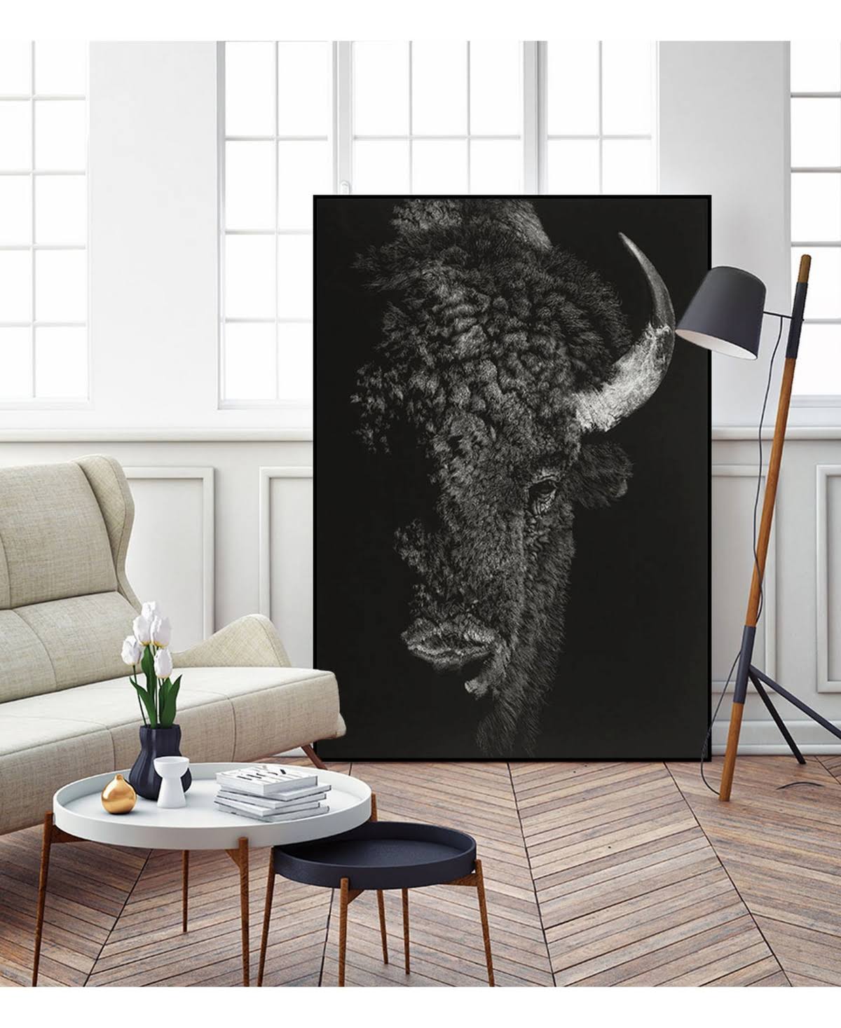 Tan Framed Canvas Art Block P600