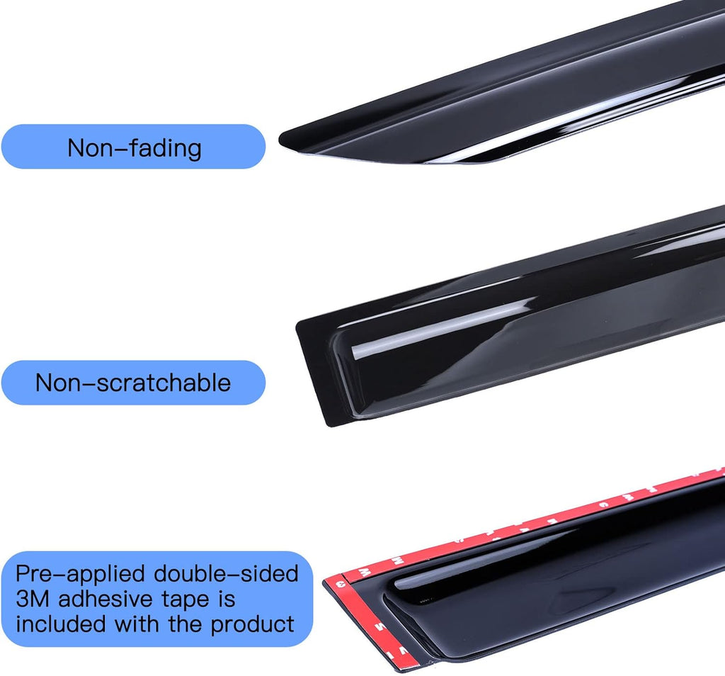 Side Window Visor Deflectors Rain Guards Pack of 4 V9067