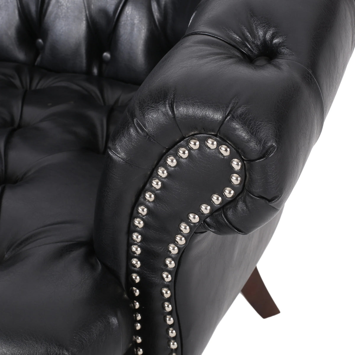 Midnight Black Leather Tufted Loveseat C74360