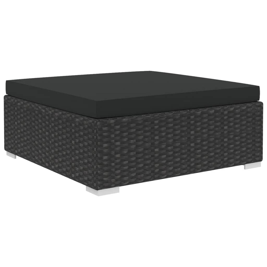 10 Piece Black Poly Rattan Outdoor Sectional Sofa Set I557567