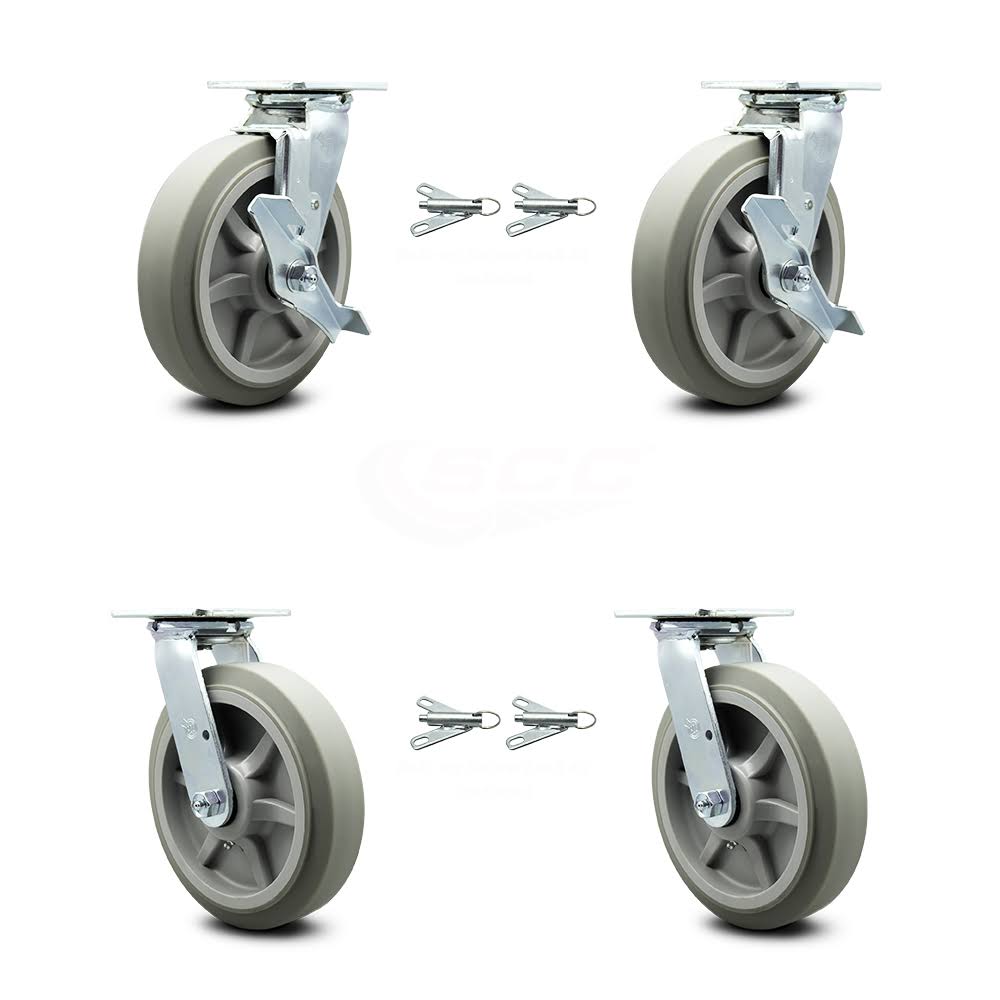 8” Thermoplastic Rubber Caster Set of 4 with Brake M931864
