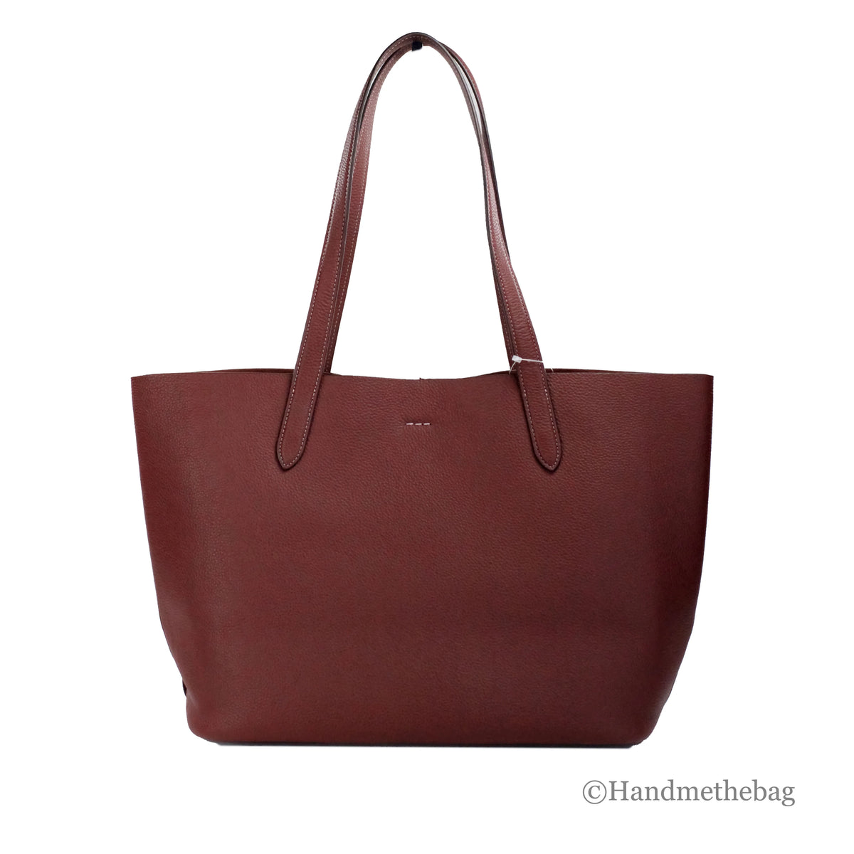 Wine Pebbled Leather Shoulder Tote Bag B676282