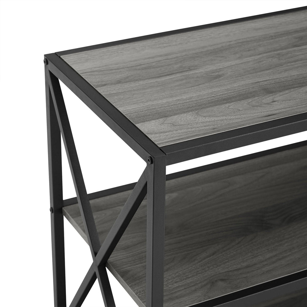 X-Frame 60x22 Wide 2 Shelf Laminate Shelving Unit Slate Gray / Black Y694