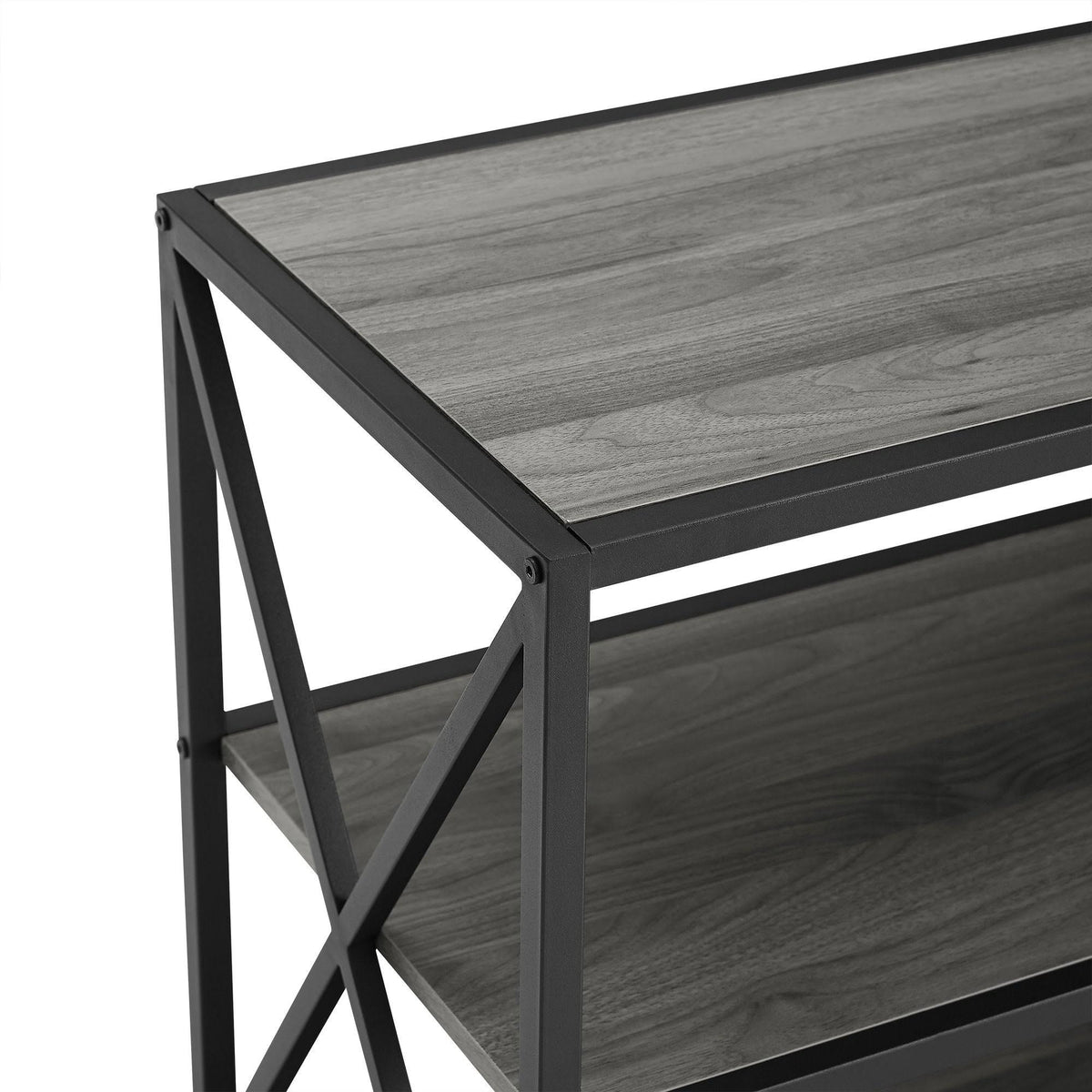 X-Frame 60x22 Wide 2 Shelf Laminate Shelving Unit Slate Gray / Black Y694
