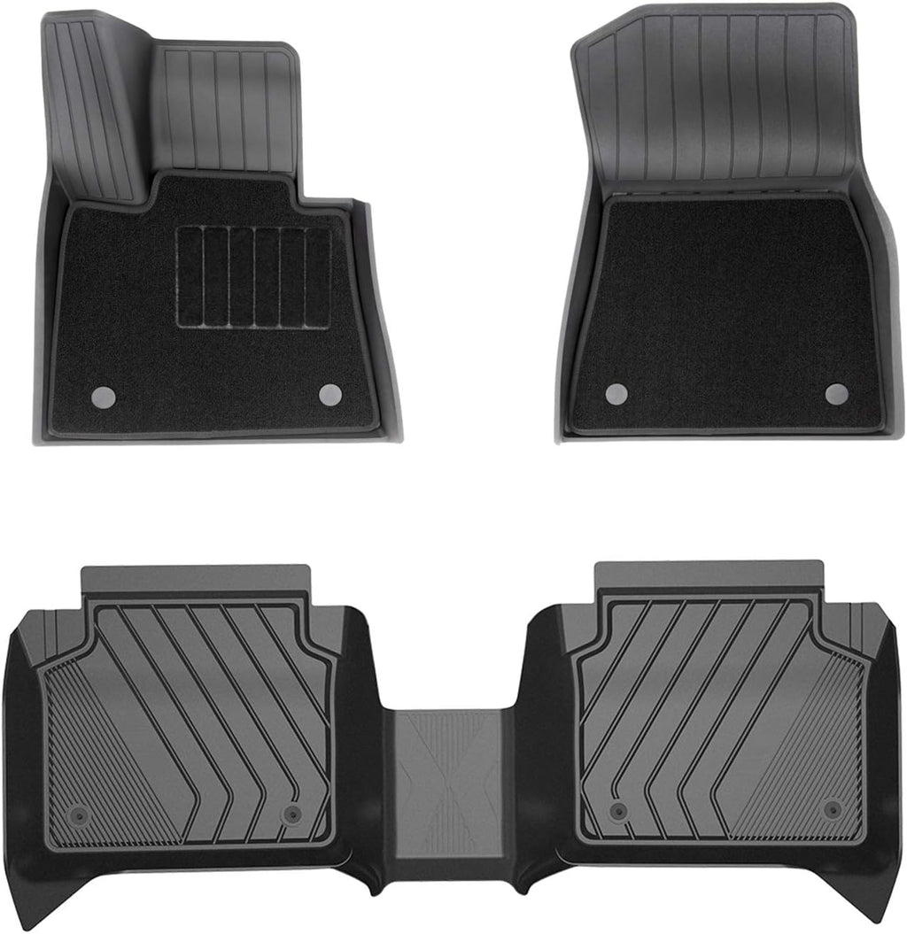 TPE Custom Fit Floor Liner for BMW 3 Series G20, 1st and 2nd Row Full Set Car Mats Black J685691