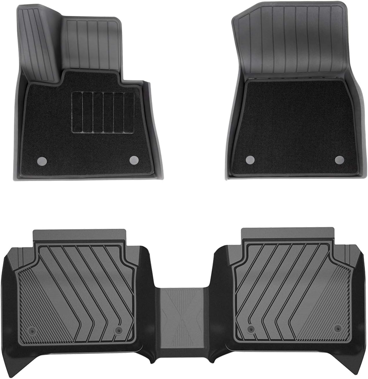 TPE Custom Fit Floor Liner for BMW 3 Series G20, 1st and 2nd Row Full Set Car Mats Black J685691