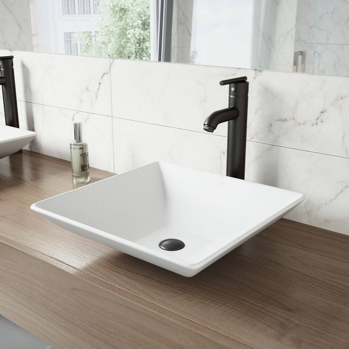 Matte Black Stone Vessel Sink and Bathroom Vessel Faucet M4525