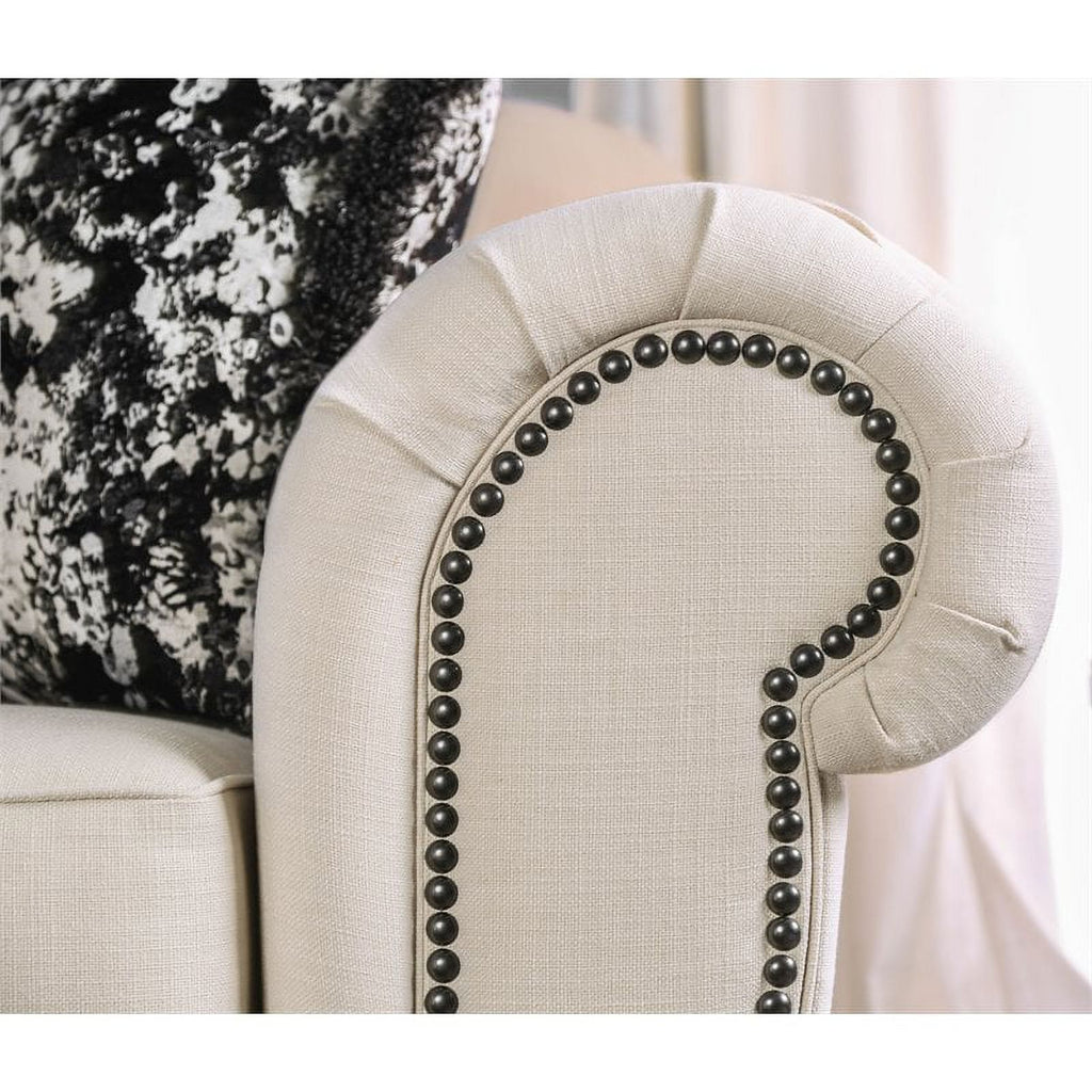 Beige/Black Transitional Fabric Sofa with Pillows A640