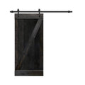 Charcoal Black Solid Wood Interior Sliding Barn Door with Hardware Kit V905