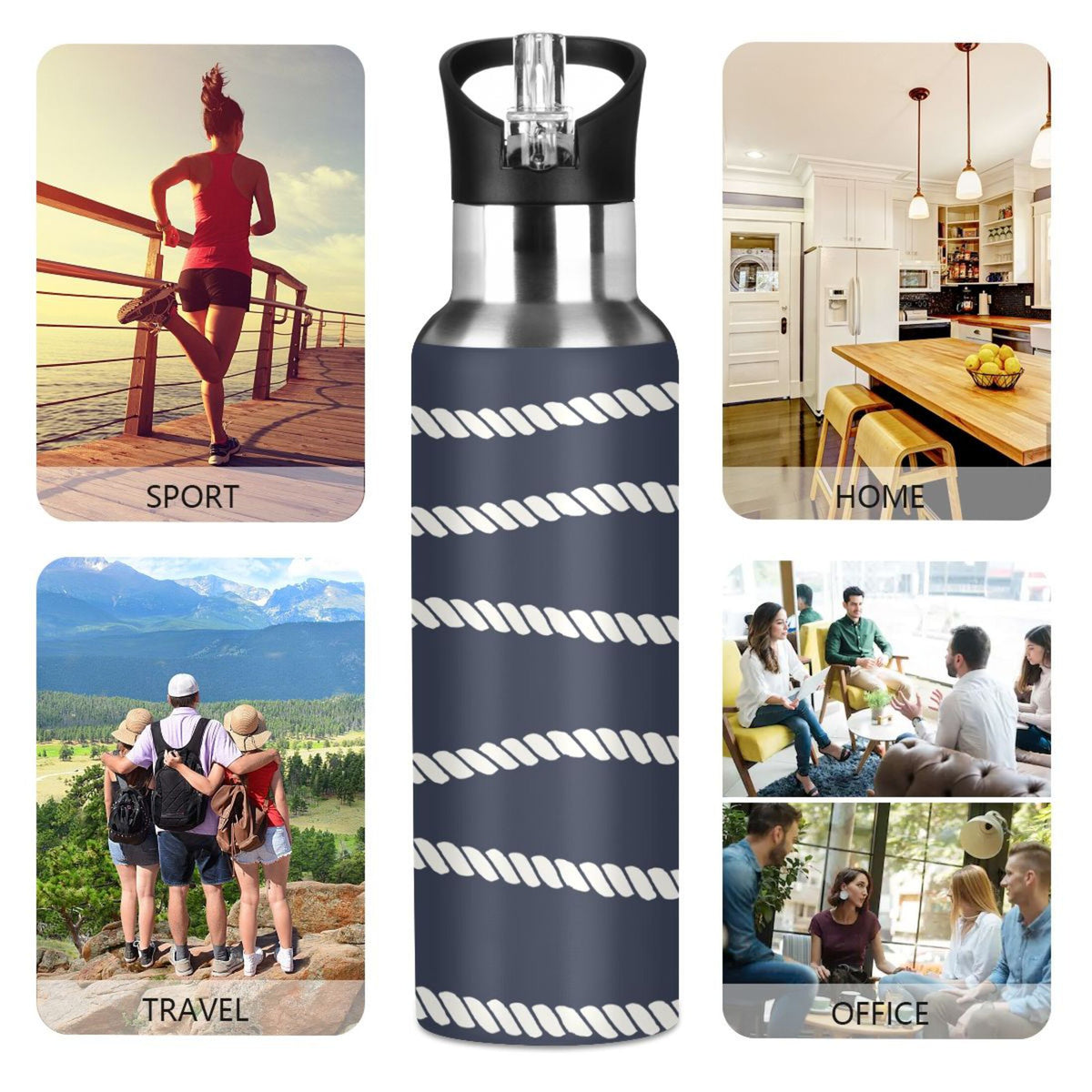 20 OZ Stainless Steel Vacuum Insulated Water Bottle with Straw Lid D81794