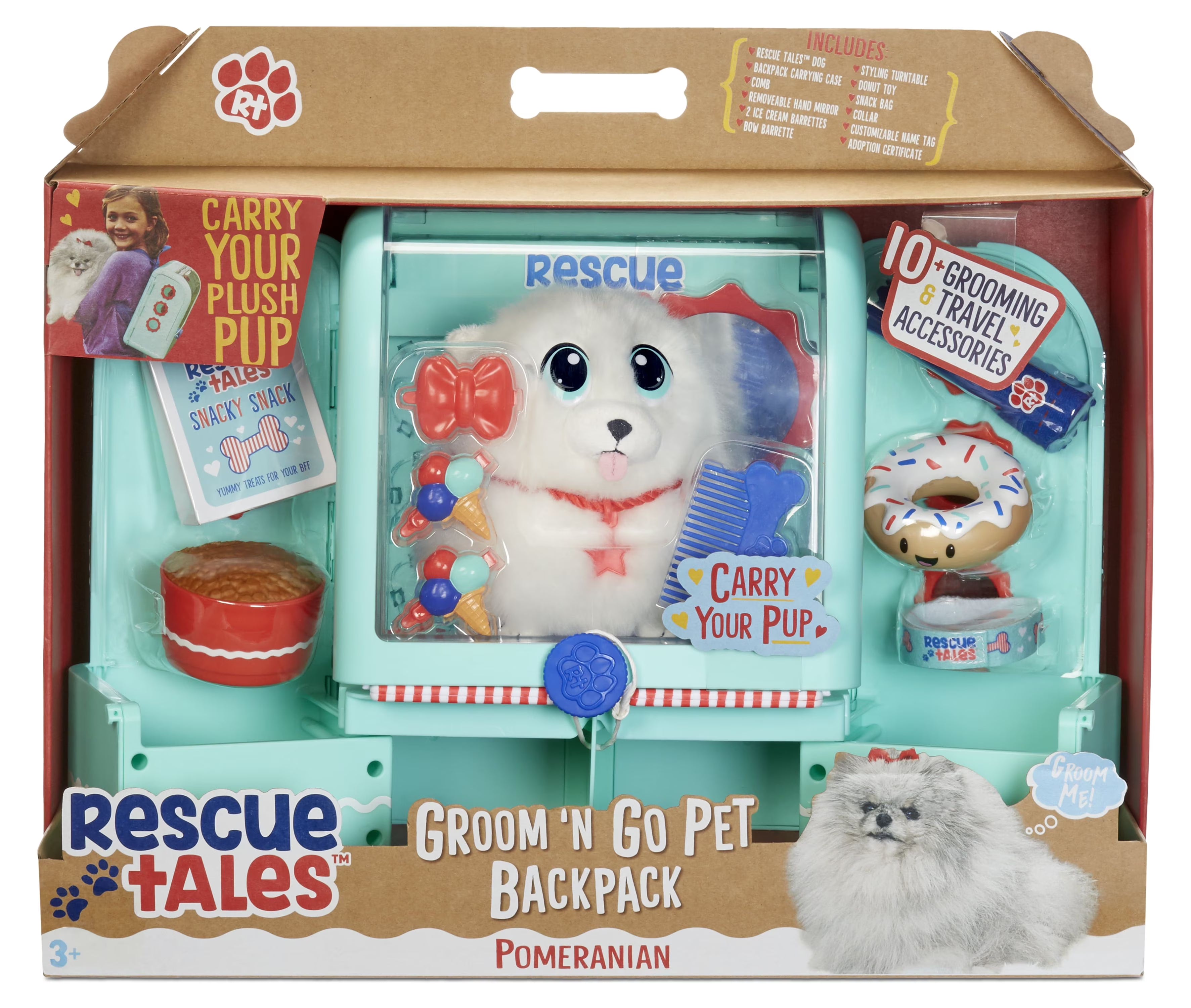 Pet Backpack with Plush Stuffed Toy Animal Playset, 9+ Accessories A7036