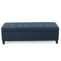 Dark Blue Fabric Storage Ottoman U98840