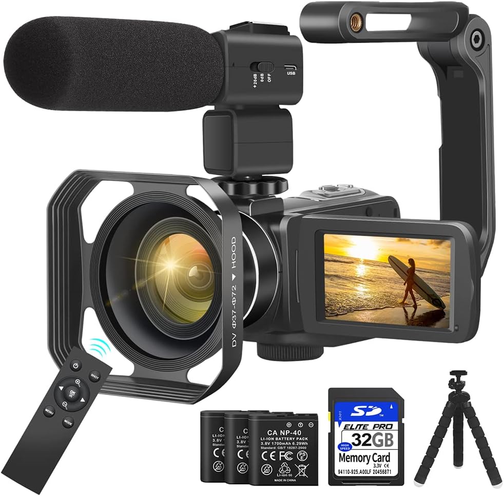 4K 56MP UHD Camcorder with IR Night Vision, 18X Digital Zoom L41858