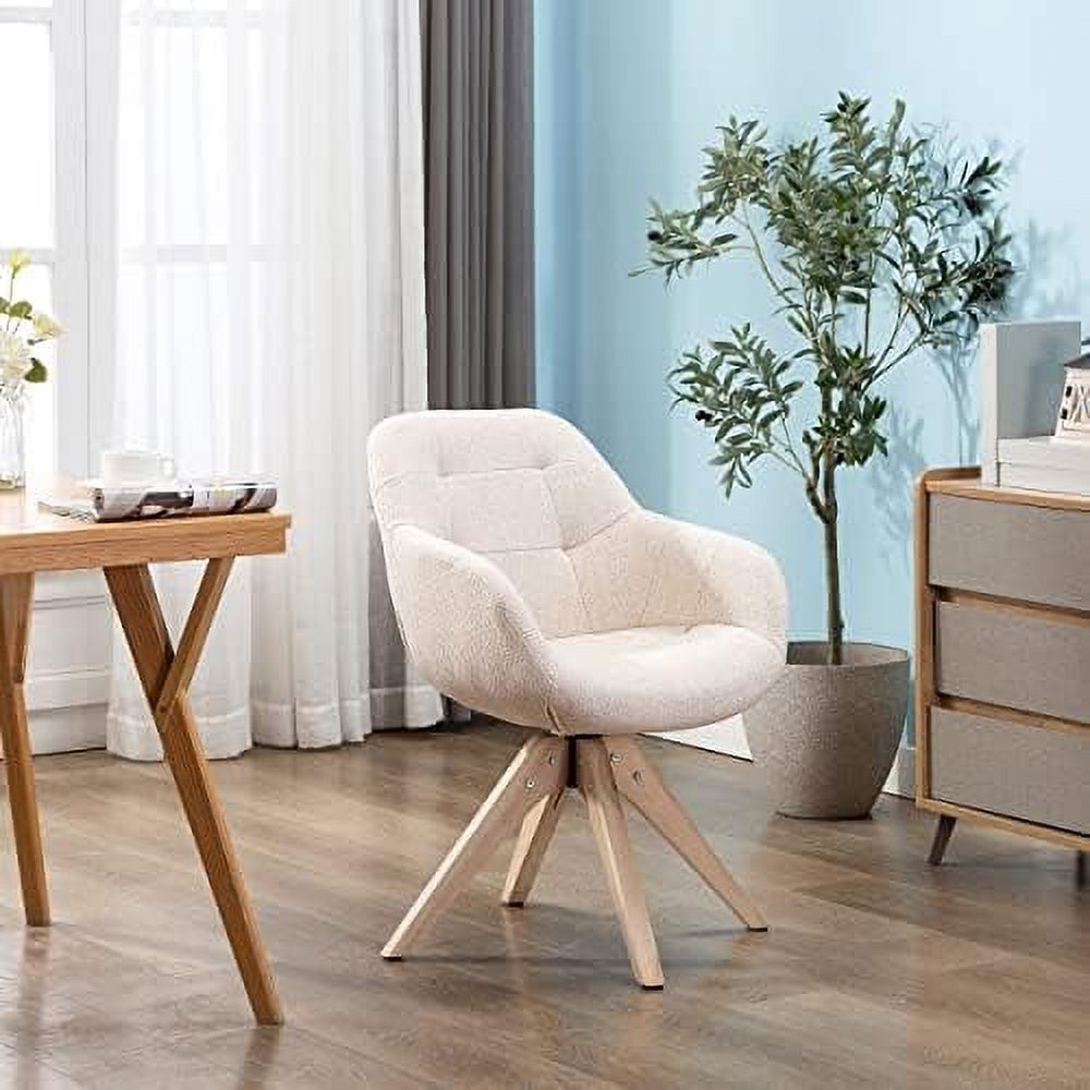 Mid Century Modern Swivel Fabric Accent Chair with Oak Wood Legs B7025