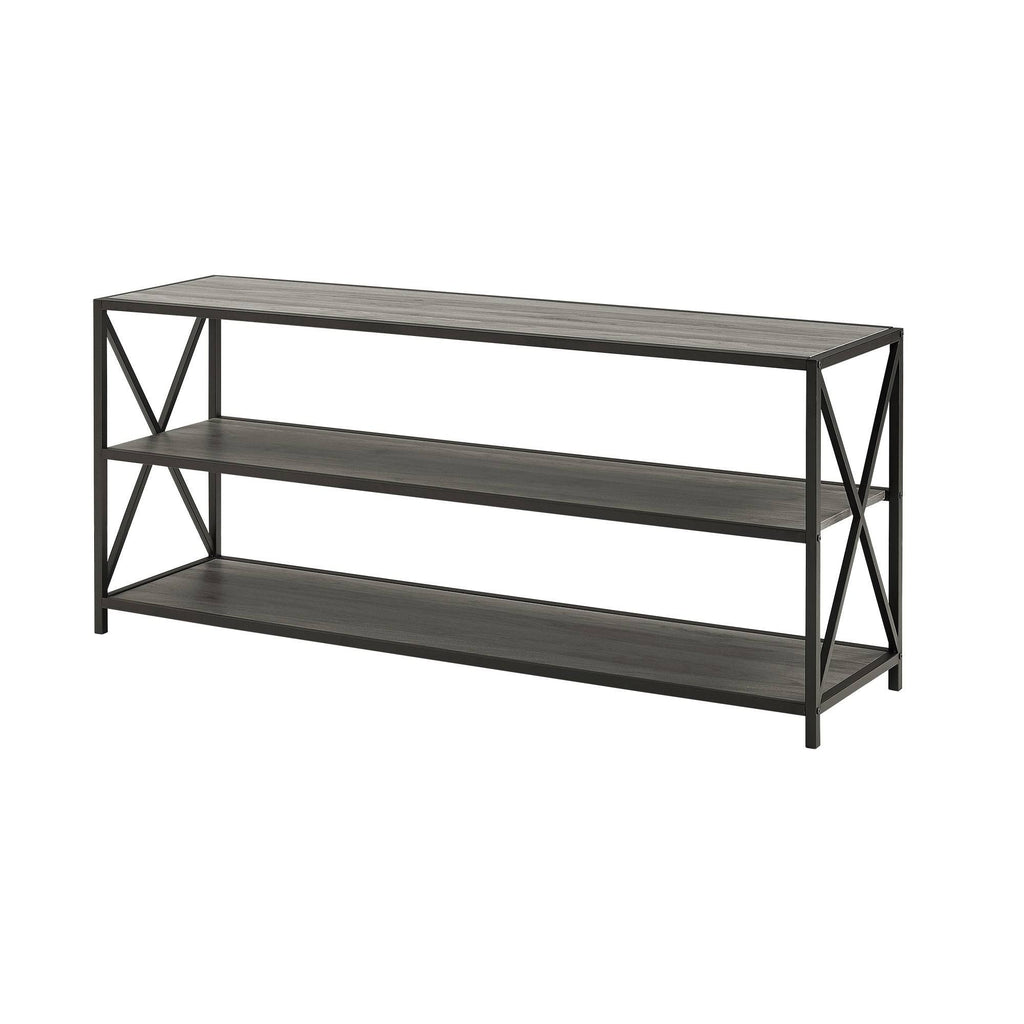 X-Frame 60x22 Wide 2 Shelf Laminate Shelving Unit Slate Gray / Black Y694