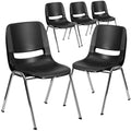 5 Pack Ergonomic Stack Chair Black Plastic/Chrome Frame H676509
