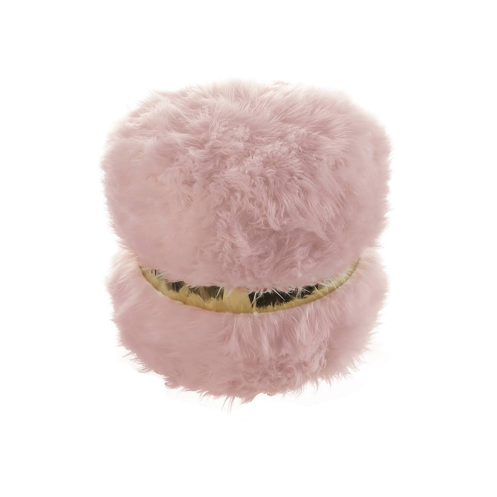 Blush/Gold Faux Fur Round Ottoman D282