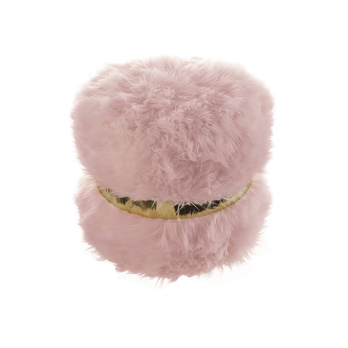 Blush/Gold Faux Fur Round Ottoman D282
