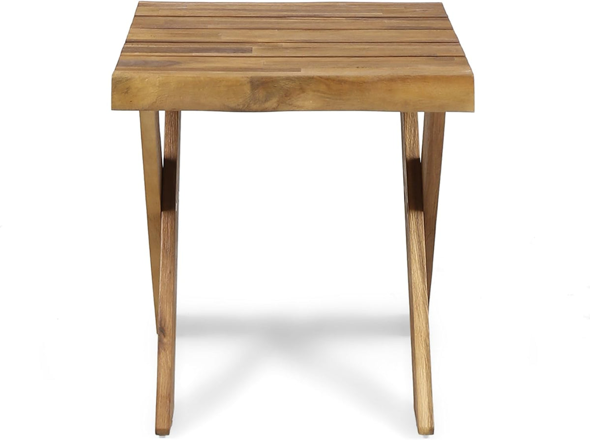 Acacia Wood Side Table, Sandblast Teak Finish, Pack of 2 V15352