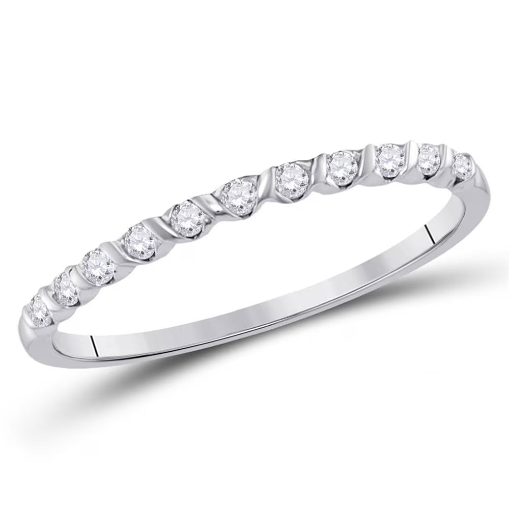10kt White Gold Diamond Stackable Band Ring Size 8 Z448245