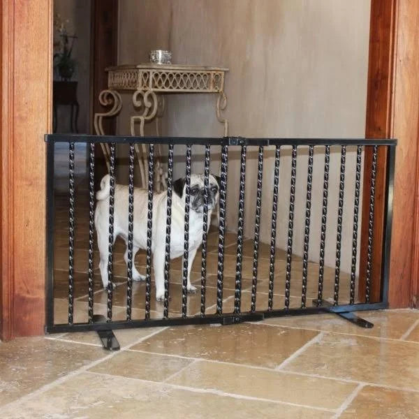 White Wrought Iron Freestanding Pet Gate B744079