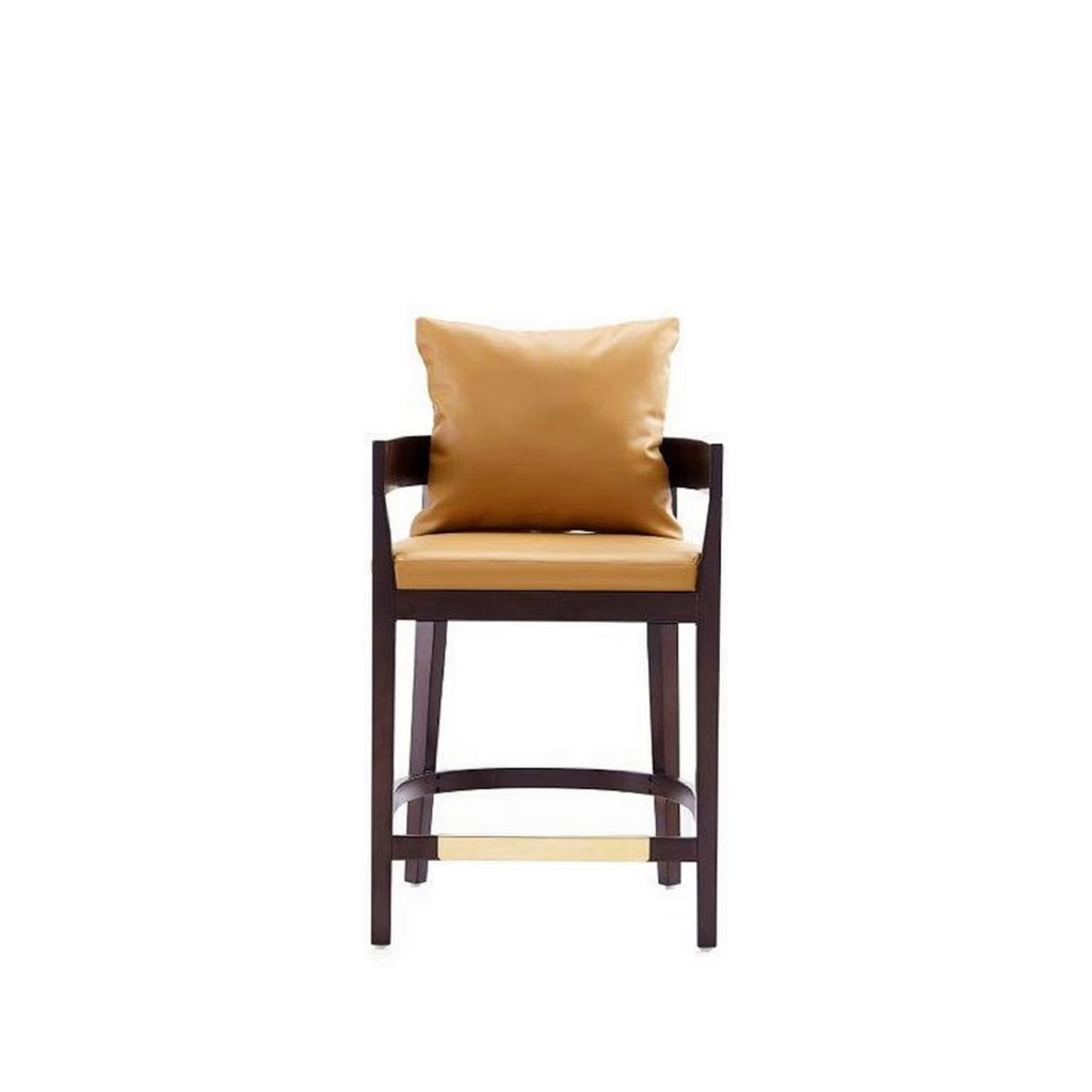 Camel and Dark Walnut Beech Wood Counter Height Bar Stool O340