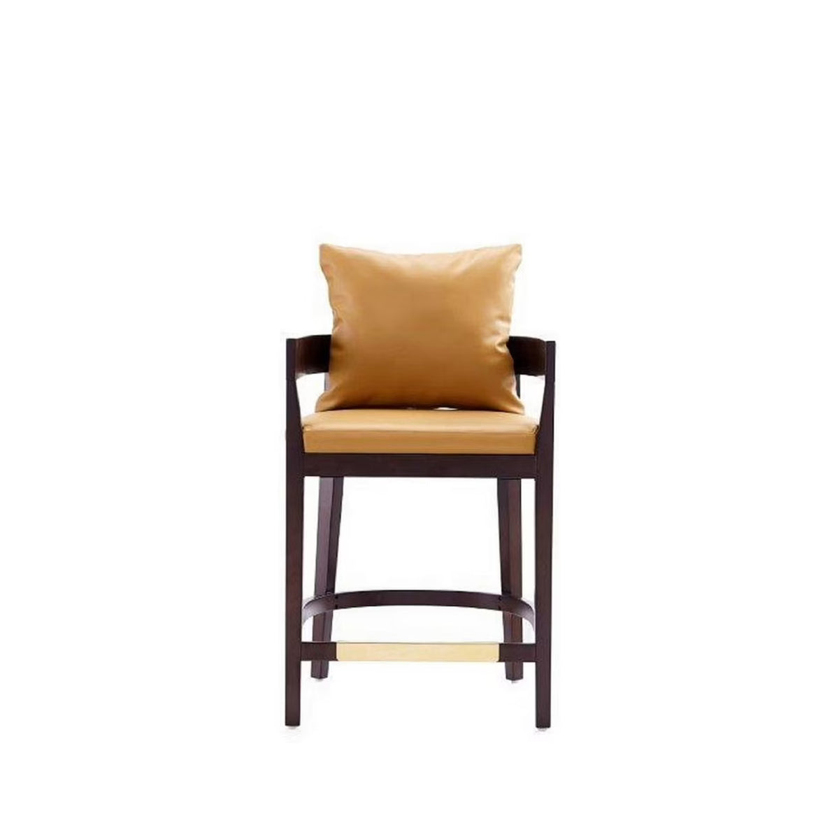 Camel and Dark Walnut Beech Wood Counter Height Bar Stool O340