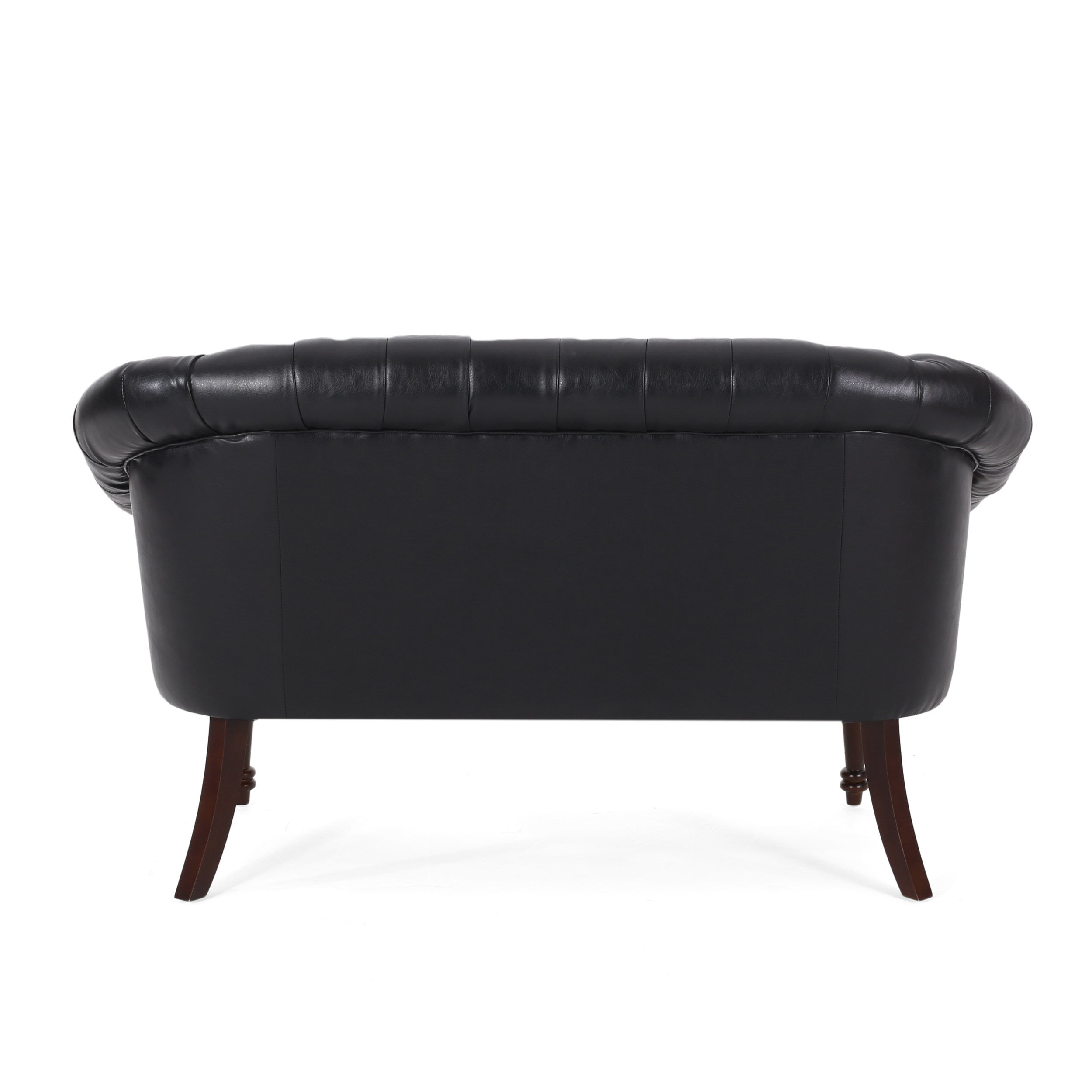 Midnight Black Leather Tufted Loveseat C74360