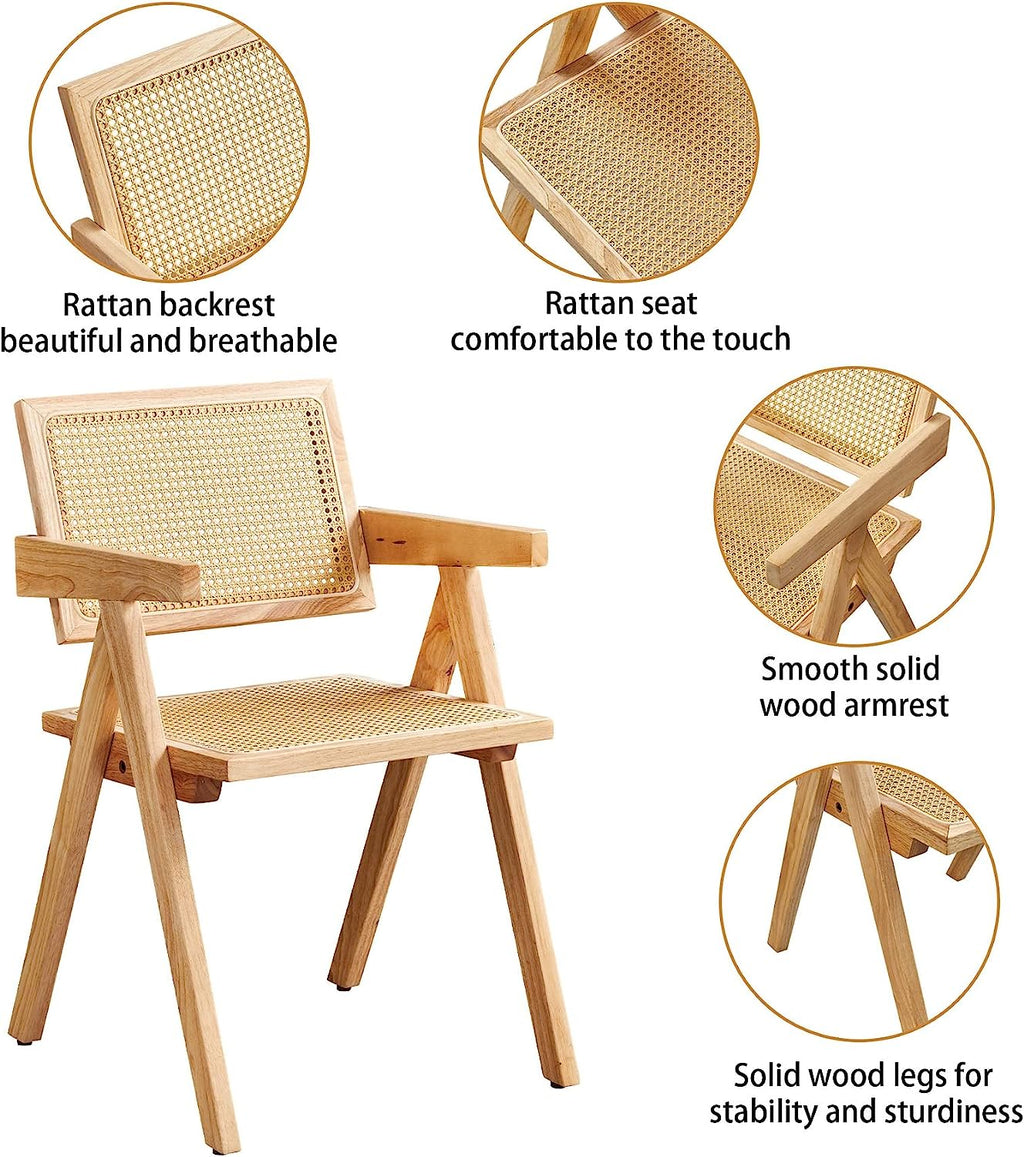 Rattan Cane Dining Chair with Wood Base H779326