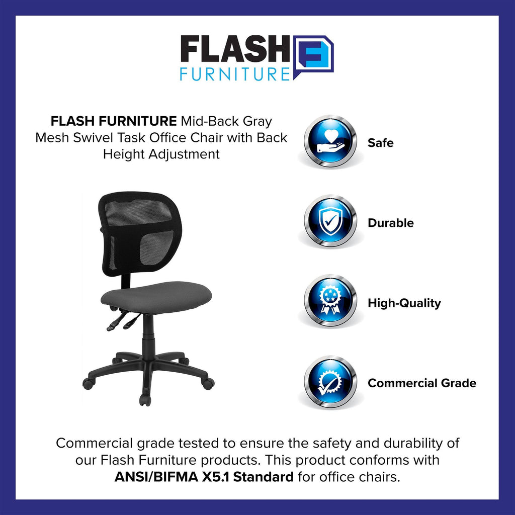 Gray Fabric Mid-Back Task Chair D802852