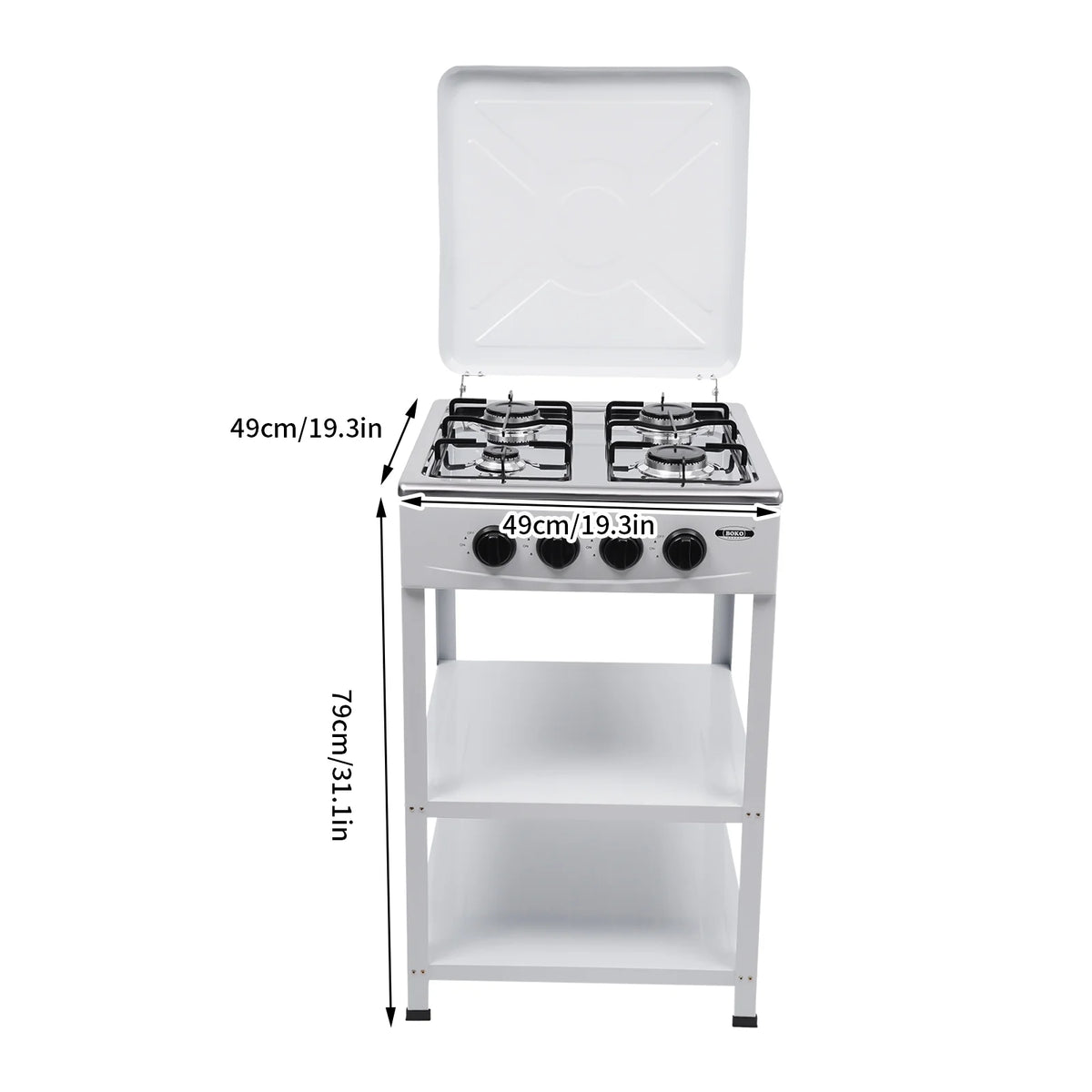 Portable 4 Burner Gas Stove with Support Leg Stand and Storage Rack J1771