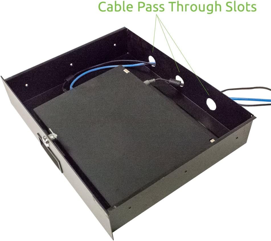 3U Black Rack Mount Drawer with Lock and Key, Pack of 2 D9714