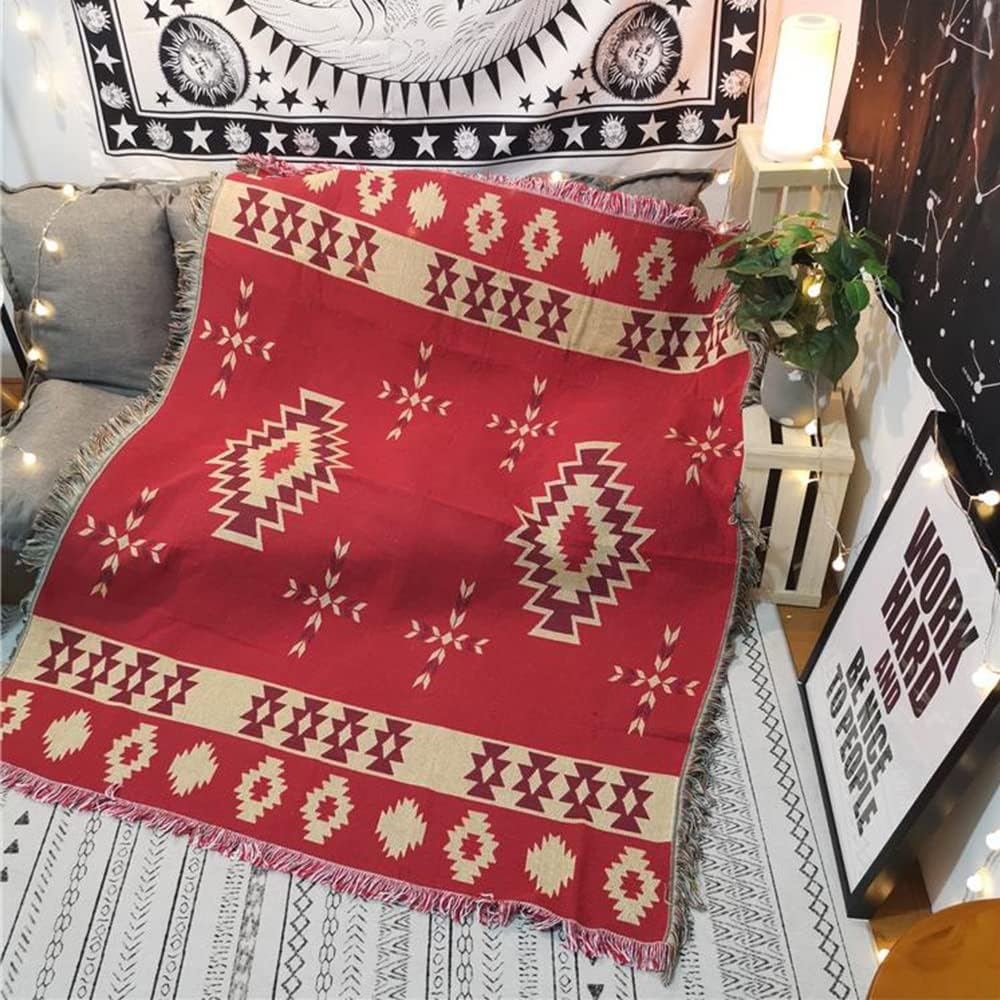White Reversible Woven Tassels Throw Blanket O463