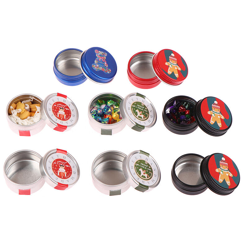 1:12 Dollhouse Miniature Christmas Cookies Biscuit Candy Gift Box Tin Box Model Decor Toy N2563